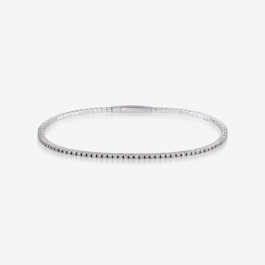 Zarif Line Bilezik Bracelet — diamond line on a fine white gold bangle, top view